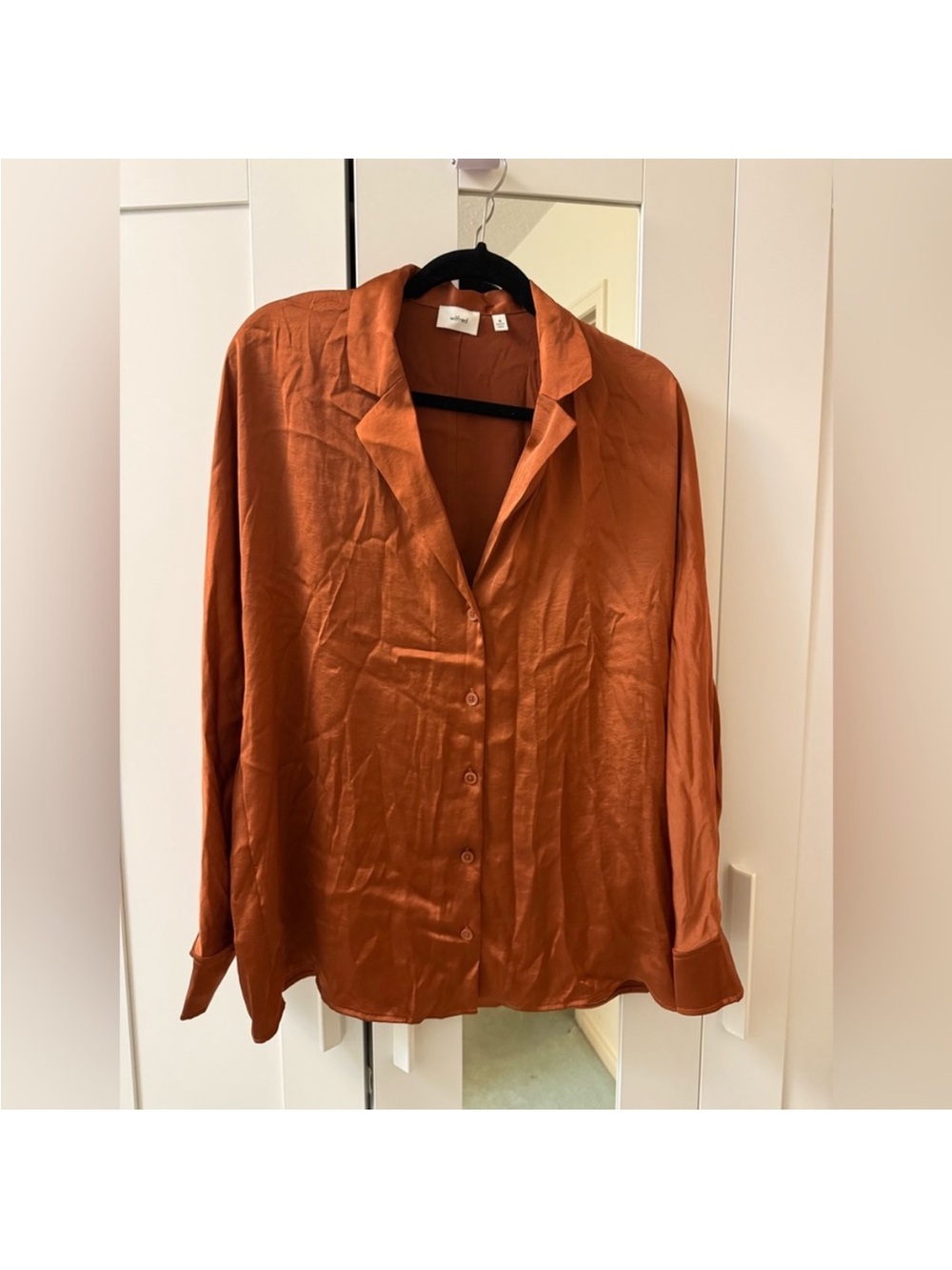 Wilfred Freeform Satin Shirt- Anise Brown -Size M-NWT